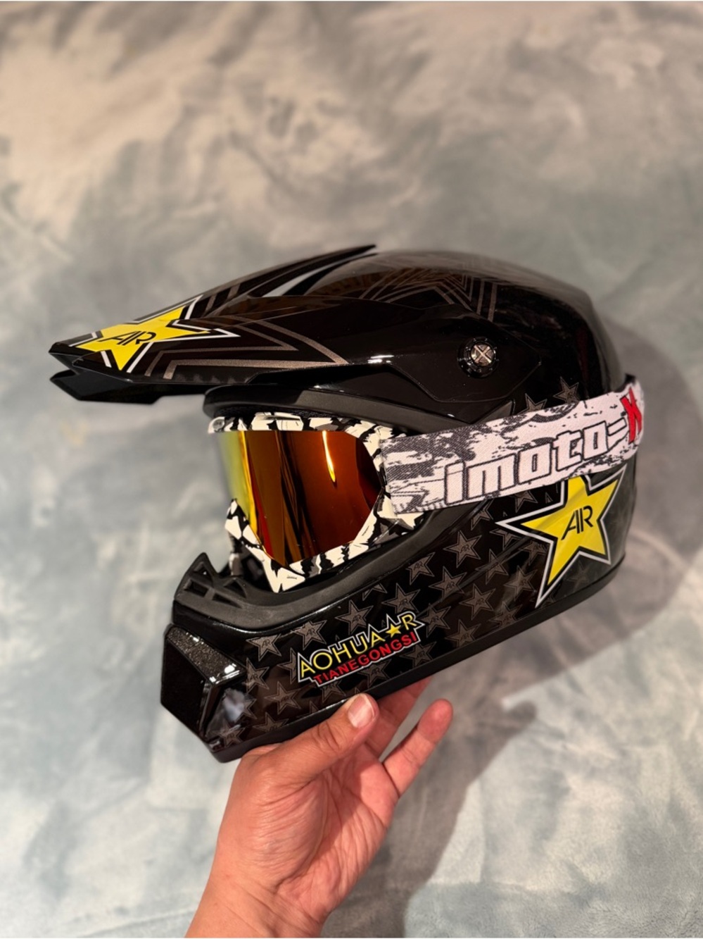 Youth size dirt bike helmet and goggles